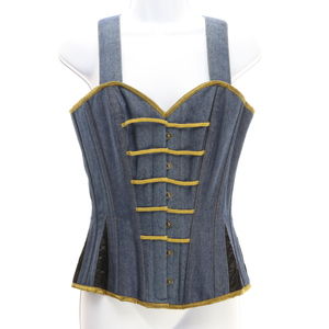 Denim Corset Top with Gold Trim